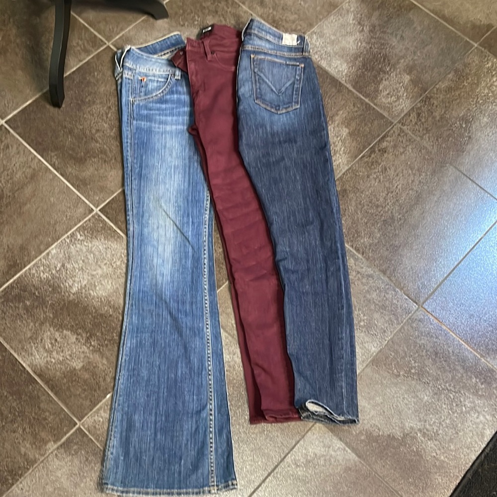 Three pairs of Hudsons size 26 to skinny one flare